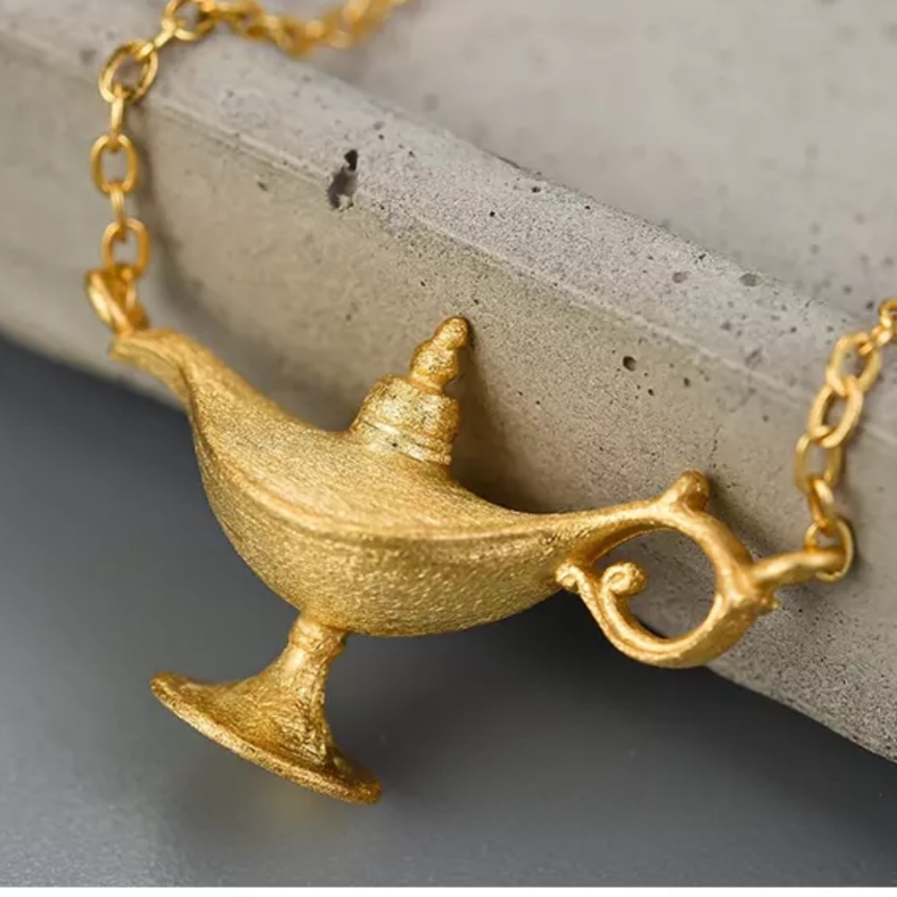 Artisan Handmade Gold 925 Silver The Zorina Aladdin Lamp Necklace - Picture 3 of 7